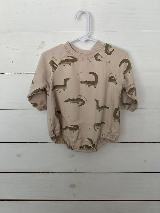 3/6M - Rylee + Cru Crew Neck Romper -  Crocodiles