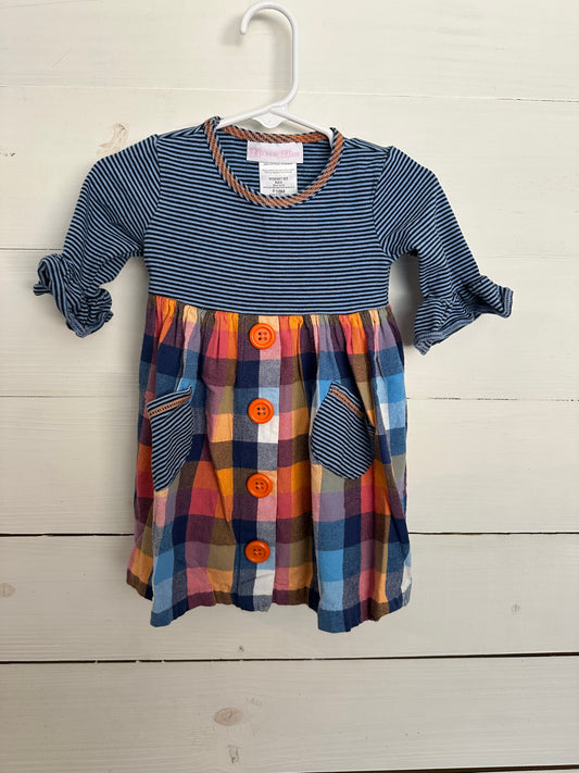 Bonnie Baby: Fall plaid and striped dress
