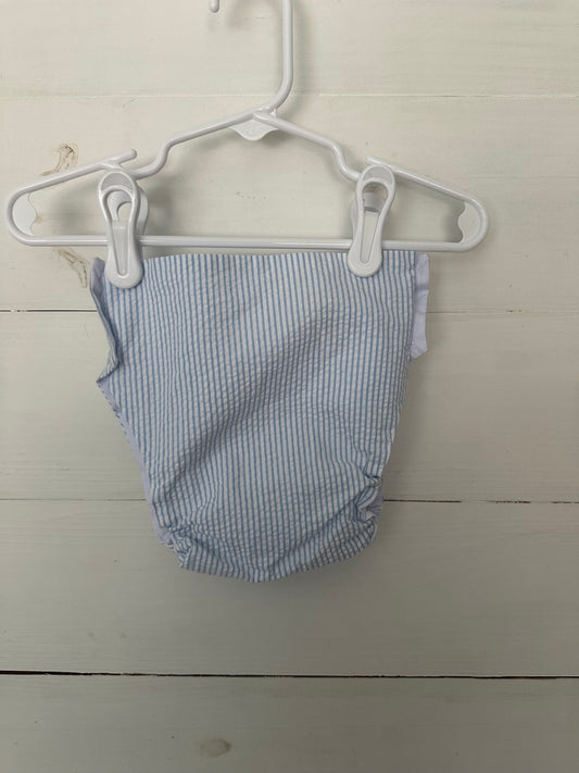 TBBC: Baby blue seersucker diaper cover with side buttons