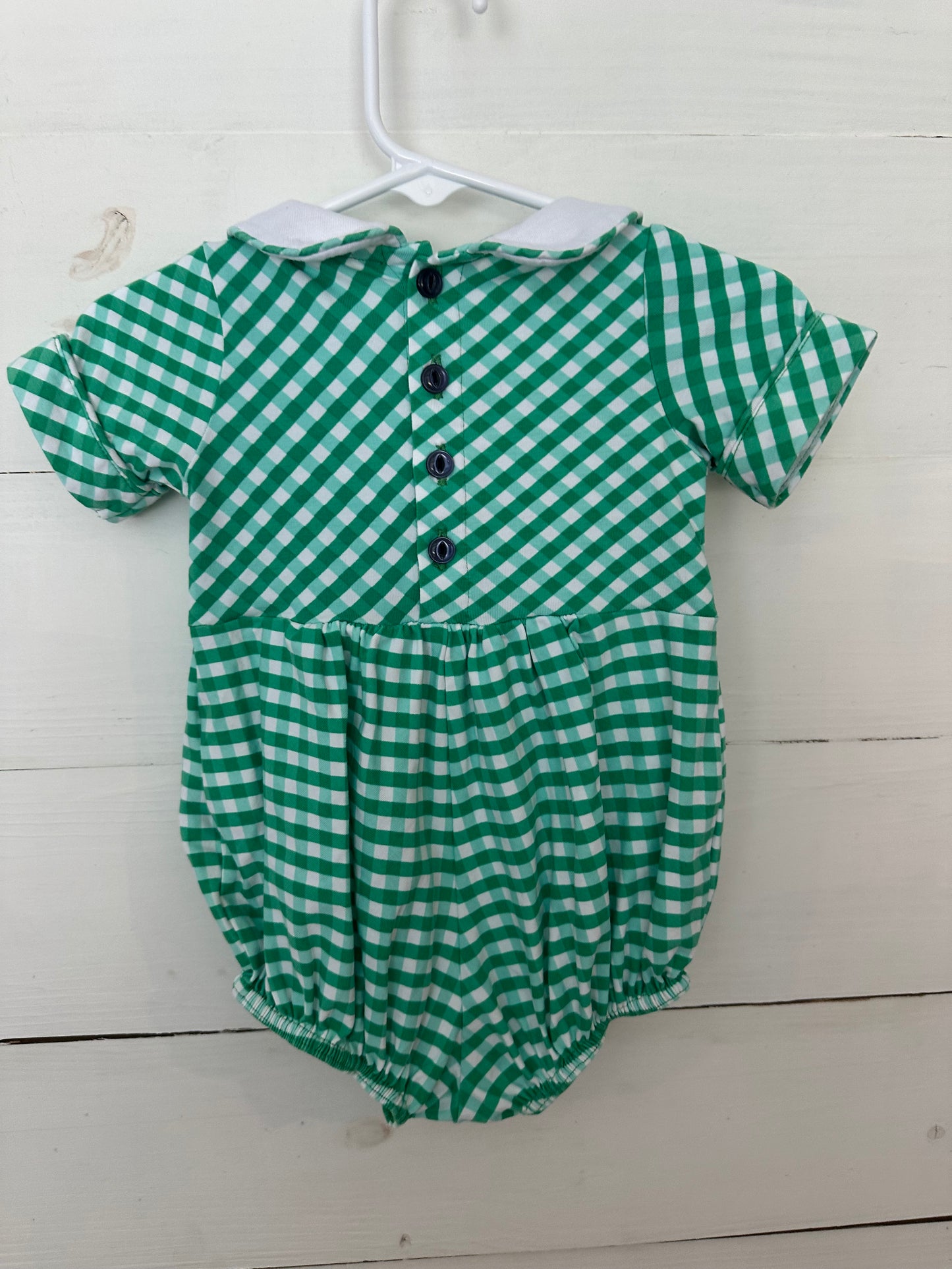 Serendipity by Shrimp & Grits Kids: Green gingham bubble with peter pan collar