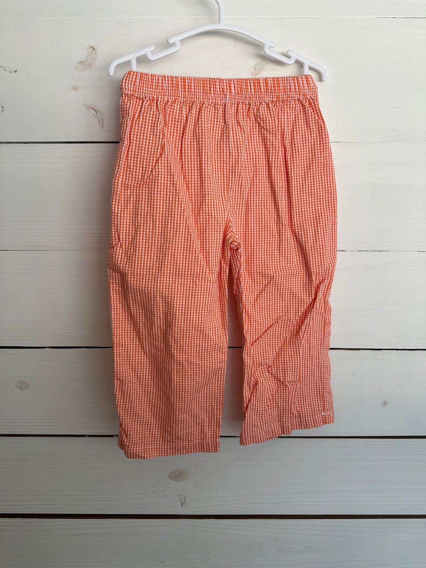 2T - Stitchy Fish Orange Gingham Mini Check Pull On Pants
