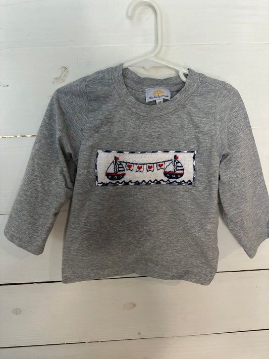 2T - The Daily Smock Longsleeve Shirt with Smocked Sail Boats and Hearts