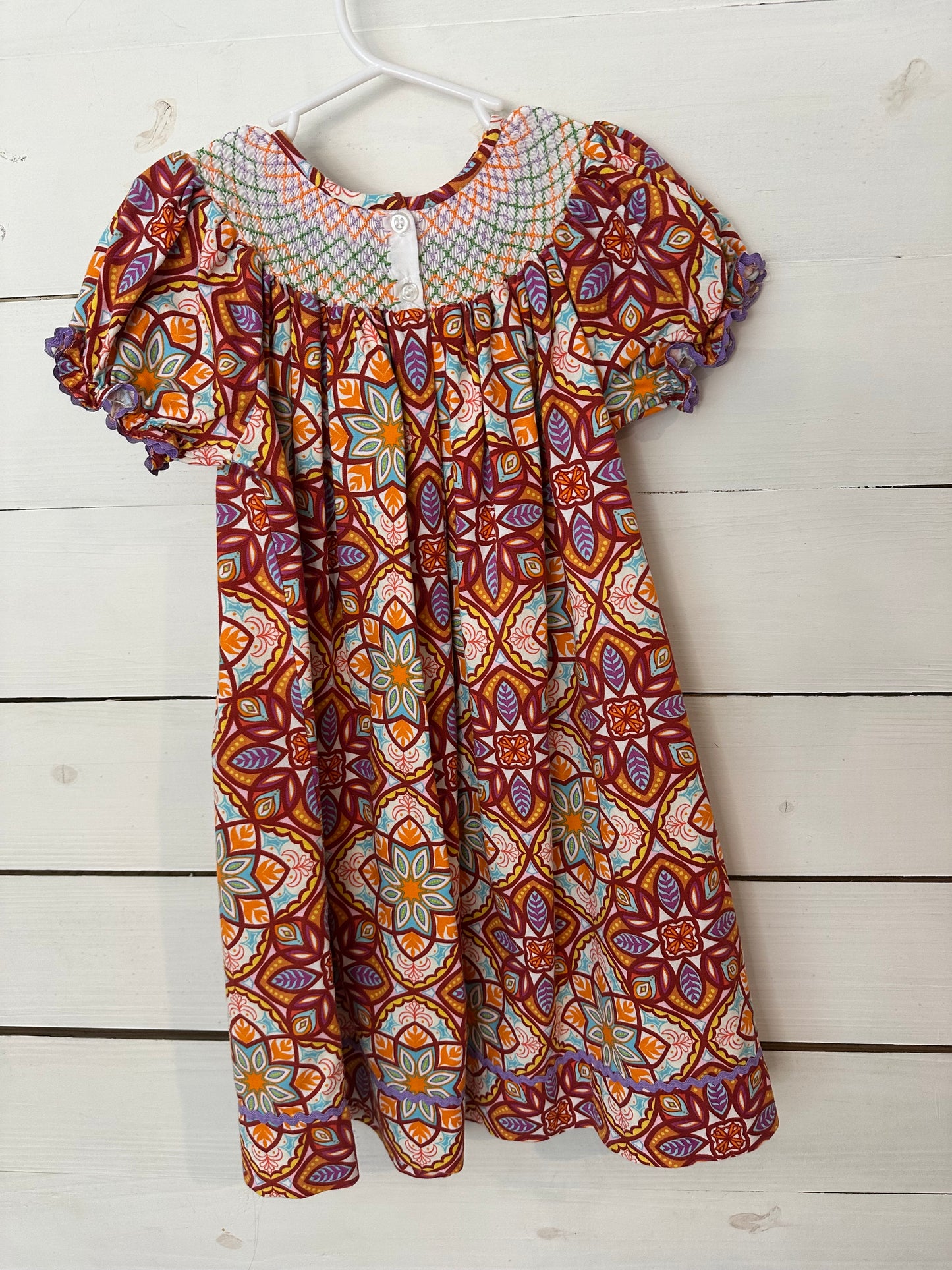 4T- Orange Smocked Bishop Dress - Krewe