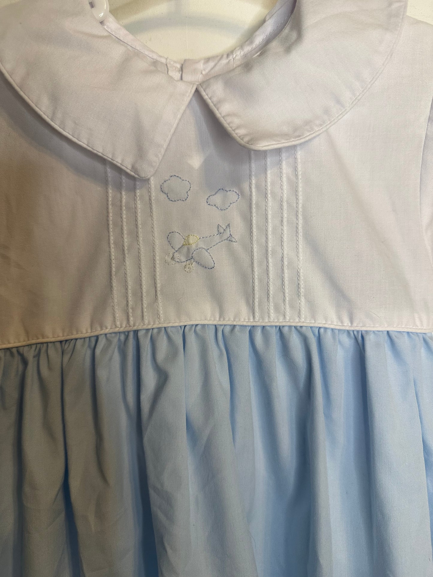 24M - Feltman Brothers Blue and White Bubble with Embroidered Airplane