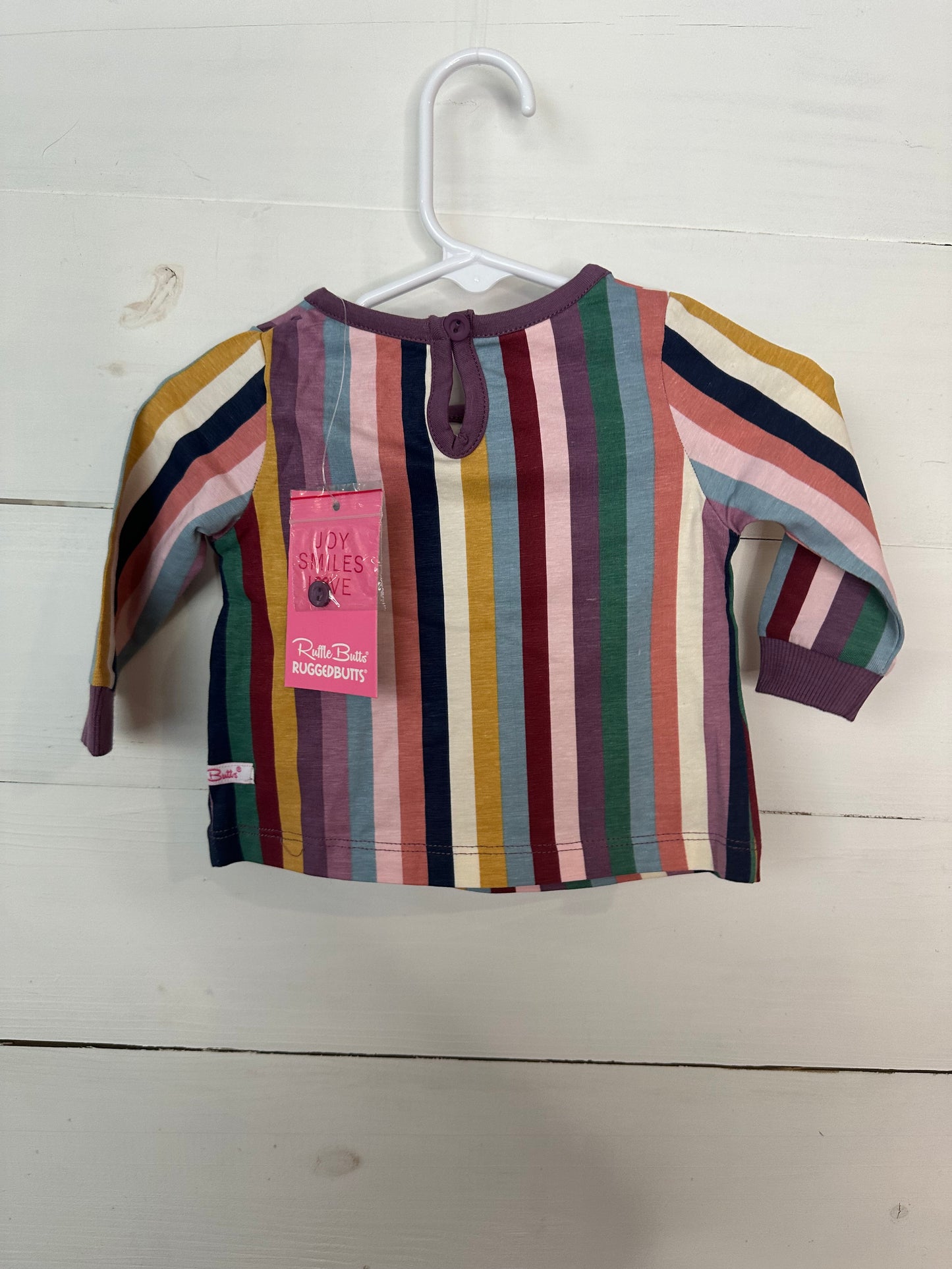 3-6M - Ruffle Butts Purple Striped Longsleeve Shirt NWT