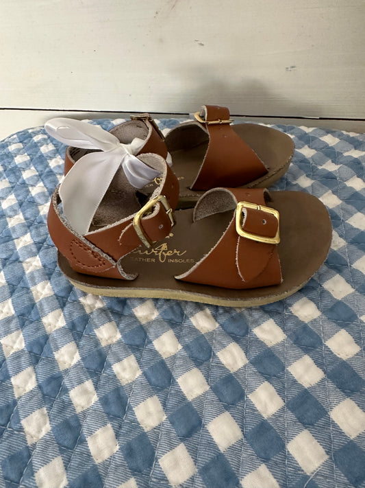 Sun-San Saltwater Leather Sandals - Gold Clasp/Brown Leather