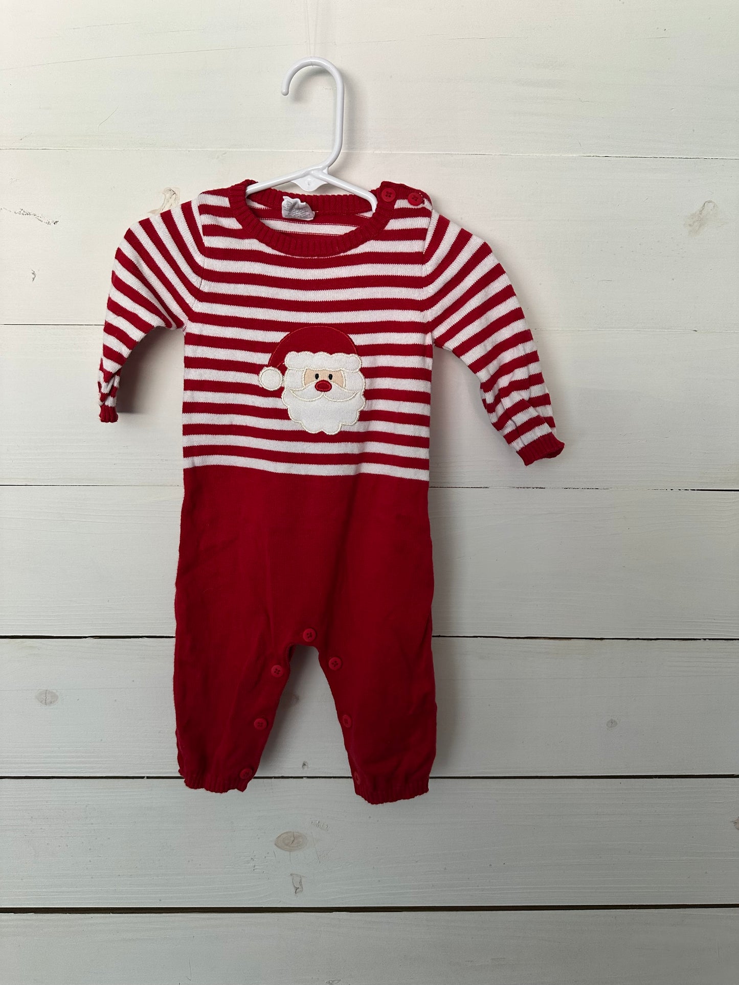 Starting Out Santa Knit Striped Rompers
