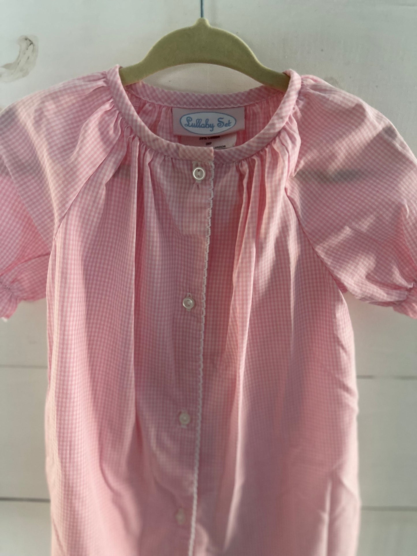 Lullaby Set - Pink Gingham Button-Up Day Gown
