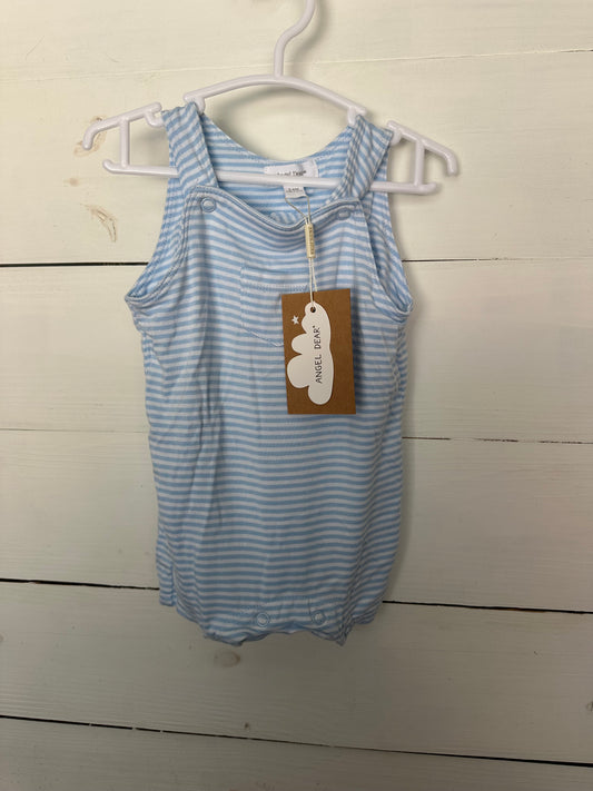 3-6M - Angel Deat NWT Blue and White Striped Short Overalls