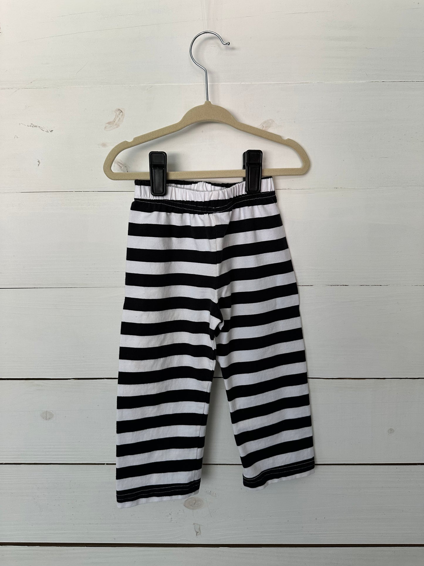 MK Designs - Black and white stripe pants with short sleeve smocked Halloween characters shirt