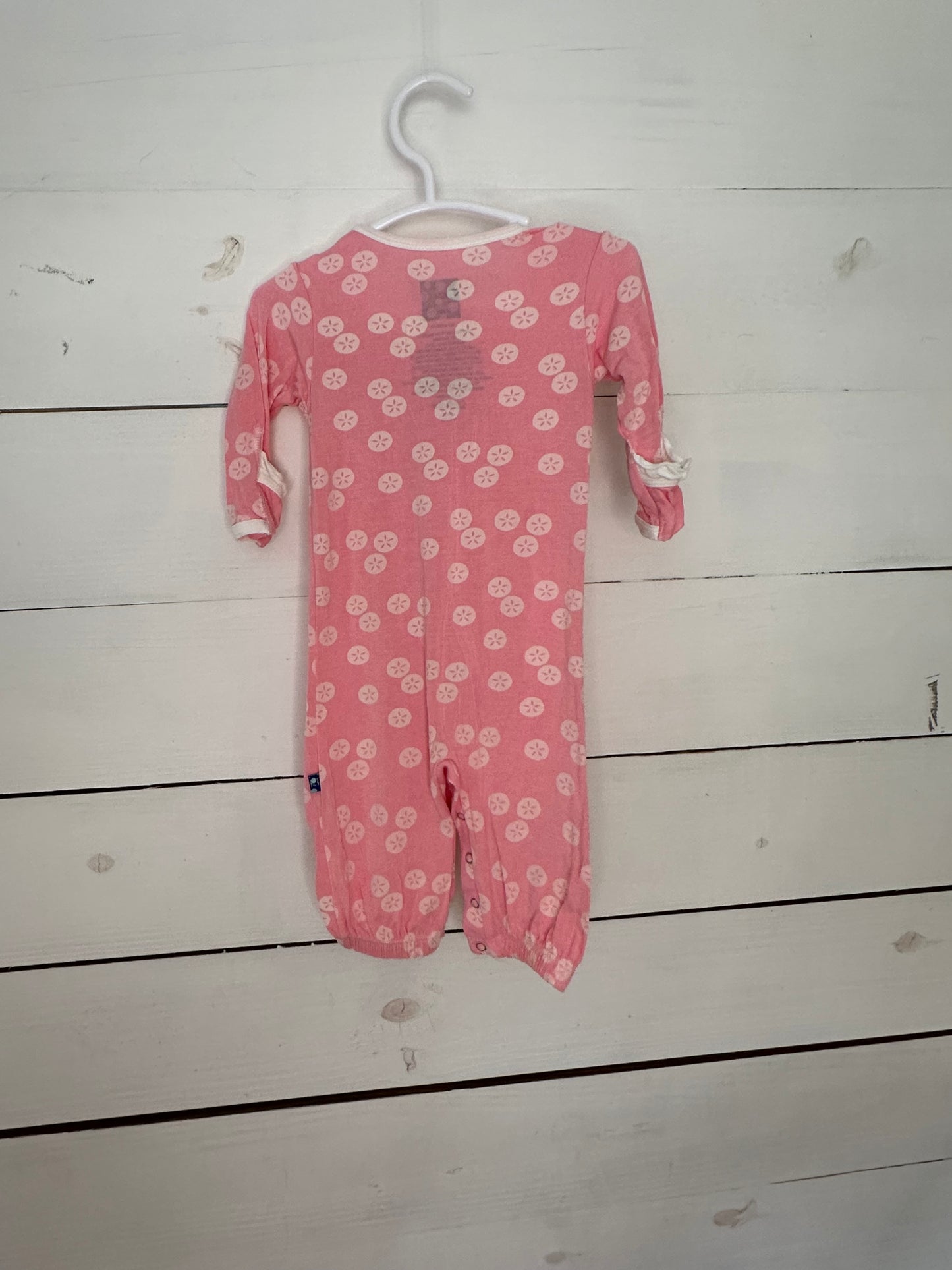 0-3M - Kickee Pants Pink Ruffled Sand Dollar Convertible Jammies