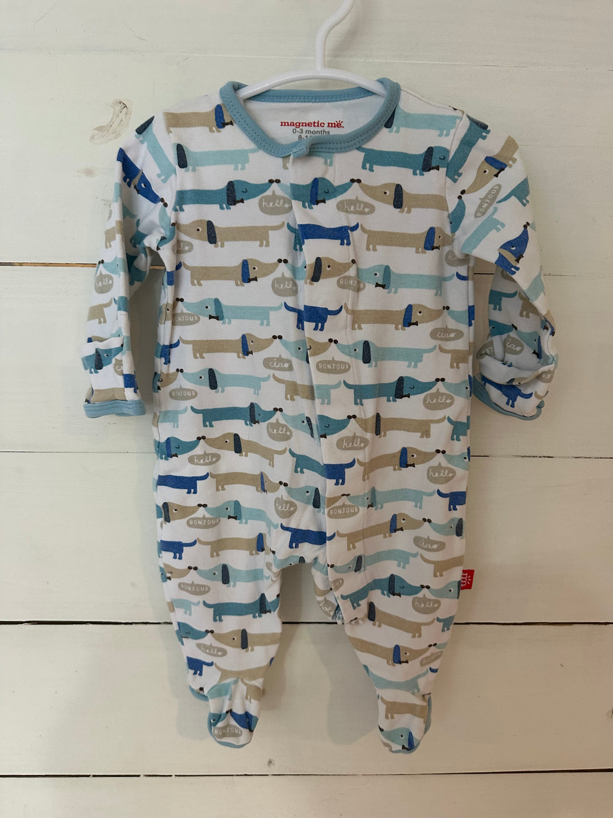 0-3M - Magnetic Me Blue Puppy Jammies - Cotton