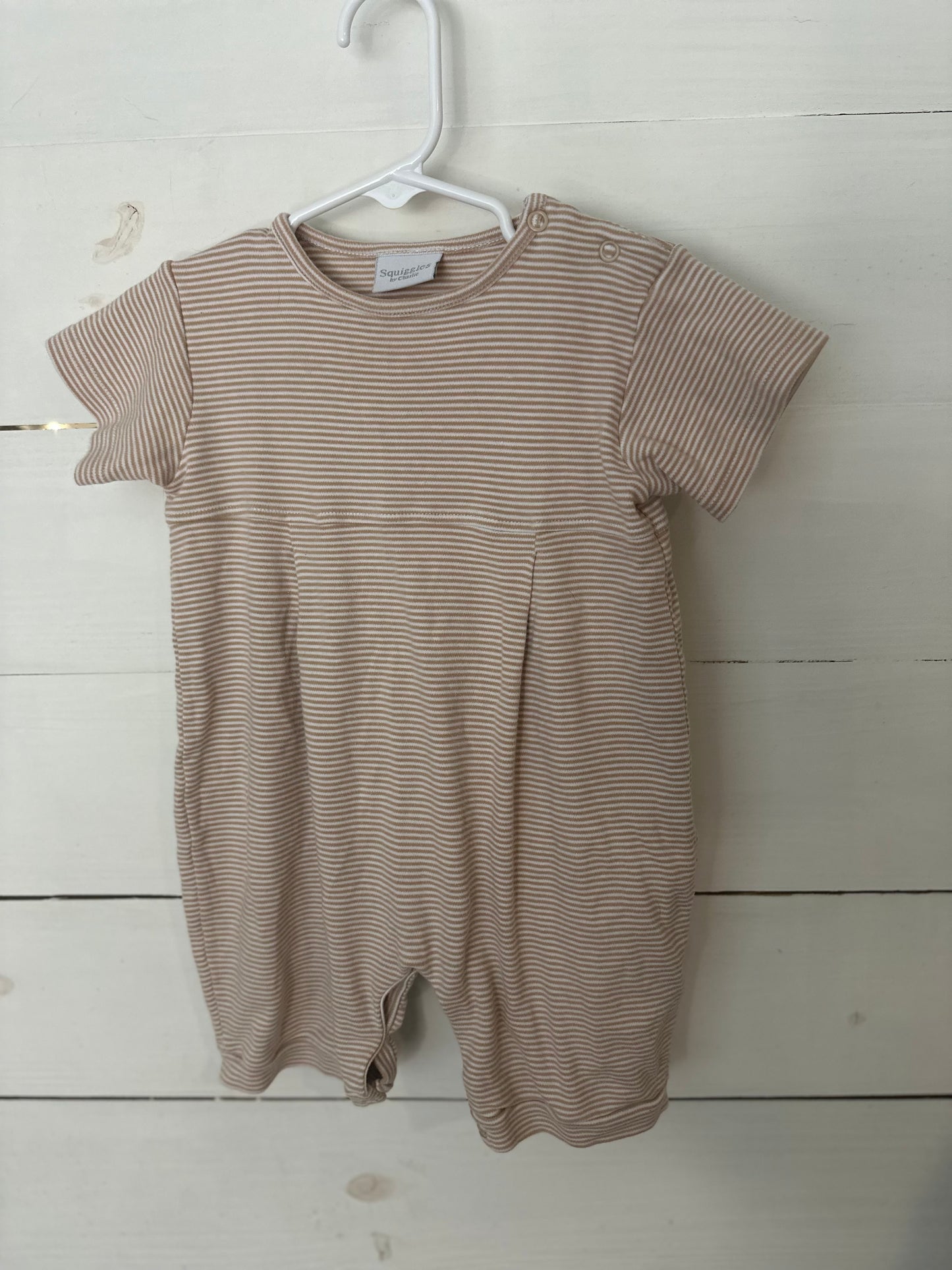 18M - Squiggles Taupe Striped Romper