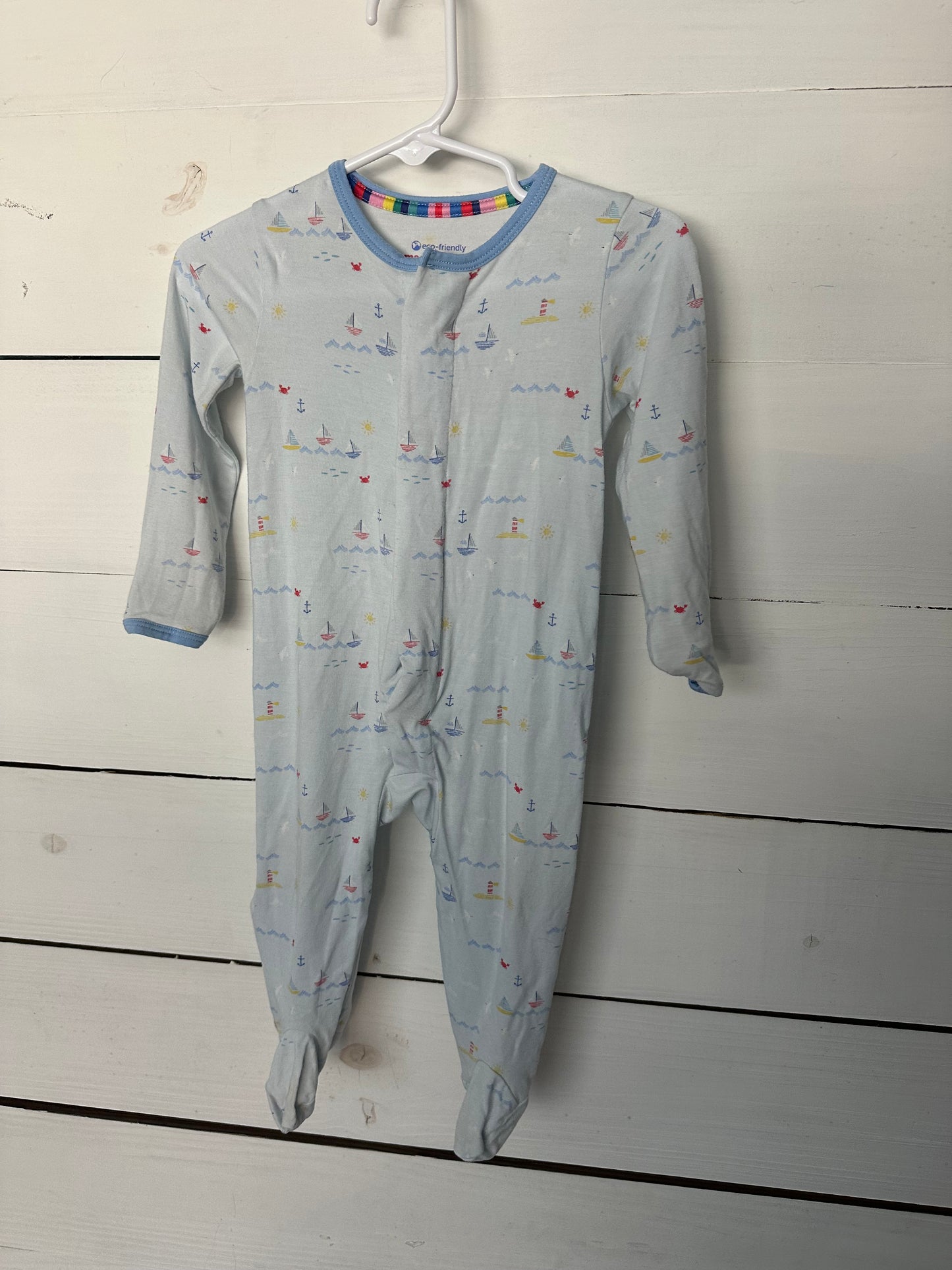 3-6M - Magnetic Me Baby Blue Boats and Lighthouse Jammies