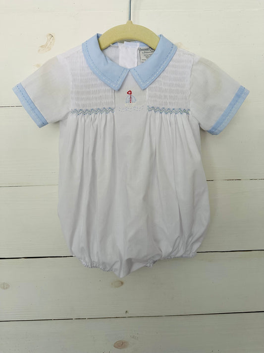 Feltman Brothers Boys Bubble with Hand Embroidered Sailboat