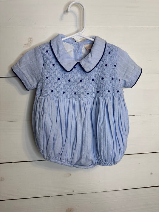 12M - Smockingbird Blue Bubble with Smocking