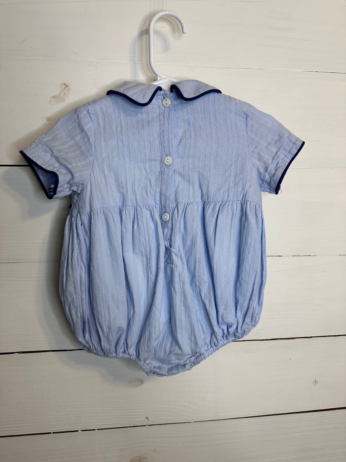 12M - Smockingbird Blue Bubble with Smocking