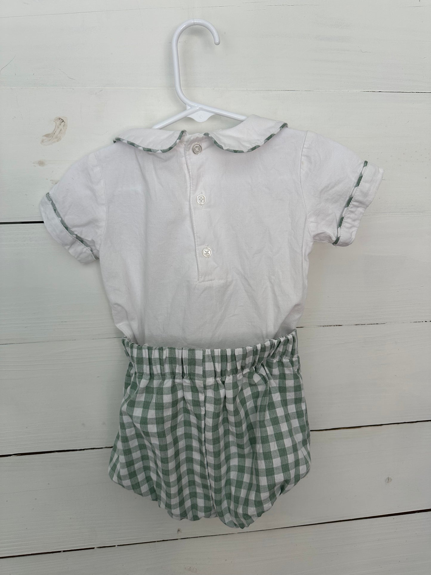 18m - Edgehill Collection Green Gingham and White Dressy 2 Piece Set